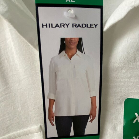 HILARY RADLEY women Ivory Button Up Collared Shirt Long Sleeve Lightweight - Picture 10 of 12